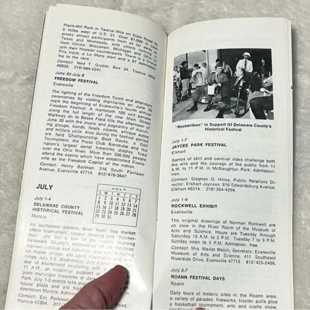 Indiana Summer Calendar of Events June - August 1973 Vintage Brochure